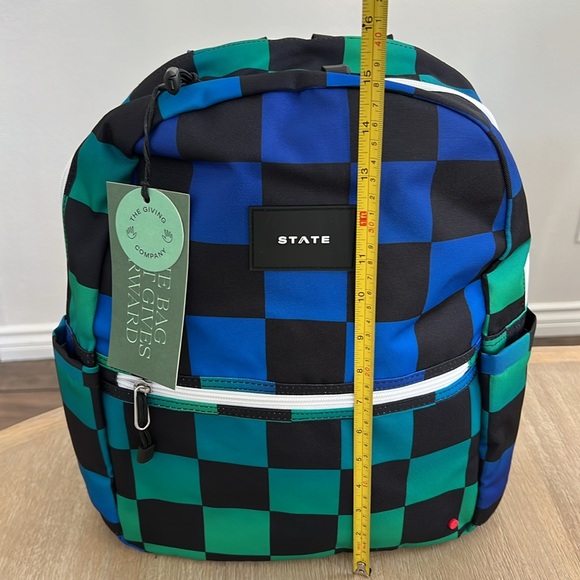 New State Bags Kane Kids Travel Backpack Blue Checkerboard Boy - Picture 6 of 11